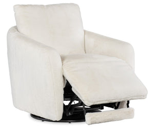 Hooker Furniture Bonnie Petite Swivel Chair With Motorized Hidden Footrest, Faux-Fur Upholstery & Black Metal Base CC610-PFSW-470