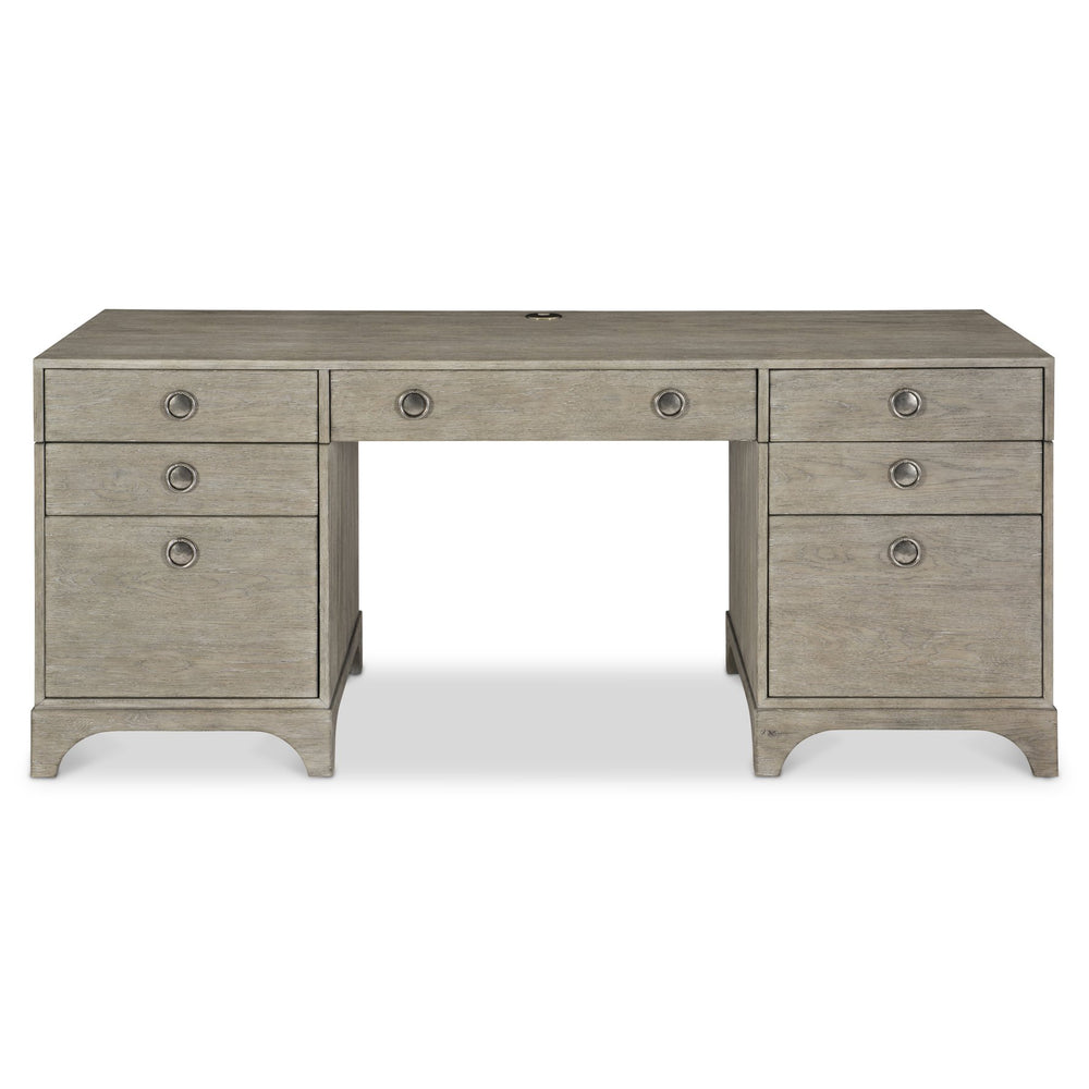 Bernhardt Bernhardt Forsyth Rustic Albion Pewter Desk With Built-In Charging, Cord Management & File Storage D16514