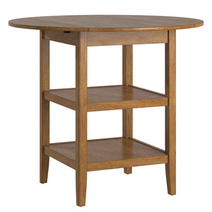 Homelegance By Top-Line Theordore Antique Finish 2 Side Drop Leaf Round Counter Height Table Oak Rubberwood
