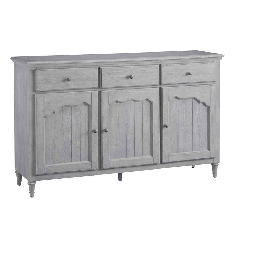 Pulaski Furniture 3-door Modern Farmhouse Credenza With Storage Drawers, Adjustable Shelves, And Chic Grey Finish Gray Flat Cut Hickory P301786-pulaski