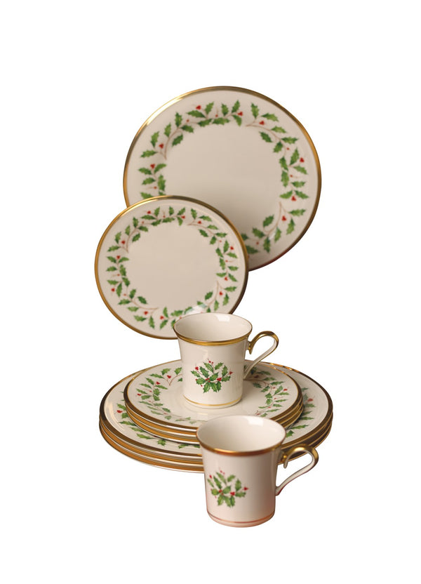 Lenox Holiday 12-Piece Plate & Mug Set Red & Green, IVORY PORCELAIN 6122048