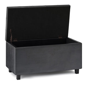 English Elm Cosmopolitan Storage Ottoman - Distressed Black Faux Leather With Hidden Storage & Tufted Top B136P159768
