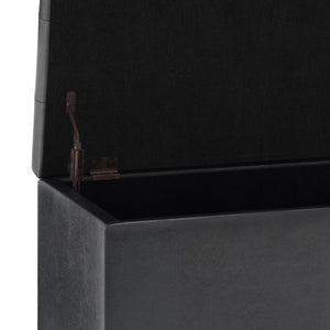 English Elm Cosmopolitan Storage Ottoman - Distressed Black Faux Leather With Hidden Storage & Tufted Top B136P159768