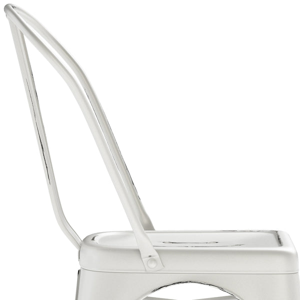 English Elm Fletcher Metal Dining Side Chair Set Of 2 - Vintage Distressed White, Durable & Chic Design B136P158661