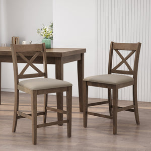 Christopher Knight Home® - Noble House - Emory Farmhouse Upholstered Wood Counter Stools - Set Of 2