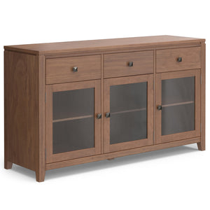 English Elm Cosmopolitan Sideboard Buffet - Handcrafted Medium Saddle Brown With Modern Design & Storage Solutions B136P158548