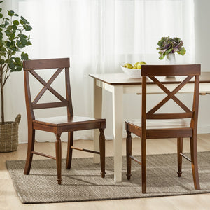 Christopher Knight Home® - Noble House - Rovie Dark Oak Acacia Wood Dining Chairs - Set Of 2