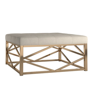 Homelegance By Top-Line Siobhan Champagne Gold Geometric Base Ottoman Champagne Gold Metal