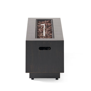 English Elm 40" Outdoor Propane Fire Pit 50000 Btu Powder Coated Iron Rectangular Patio Warmer 62836.00BRN-50K