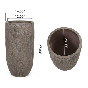 English Elm Mgo Tall Cylindrical Outdoor Planter Textured Column Style for Patio or Garden 73363.00