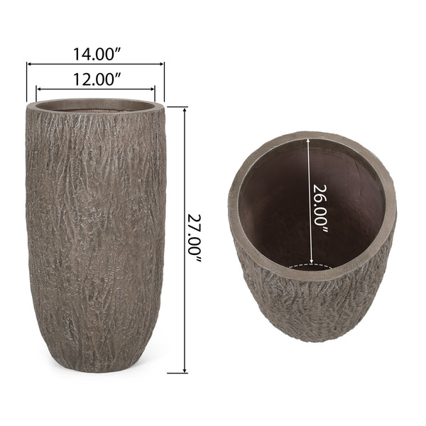 English Elm Mgo Tall Cylindrical Outdoor Planter Textured Column Style for Patio or Garden 73363.00