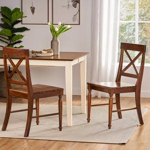 English Elm Acacia Wood X-back Dining Chairs Set of Two Farmhouse Country Seating Antique Finish 57366.00DOAK