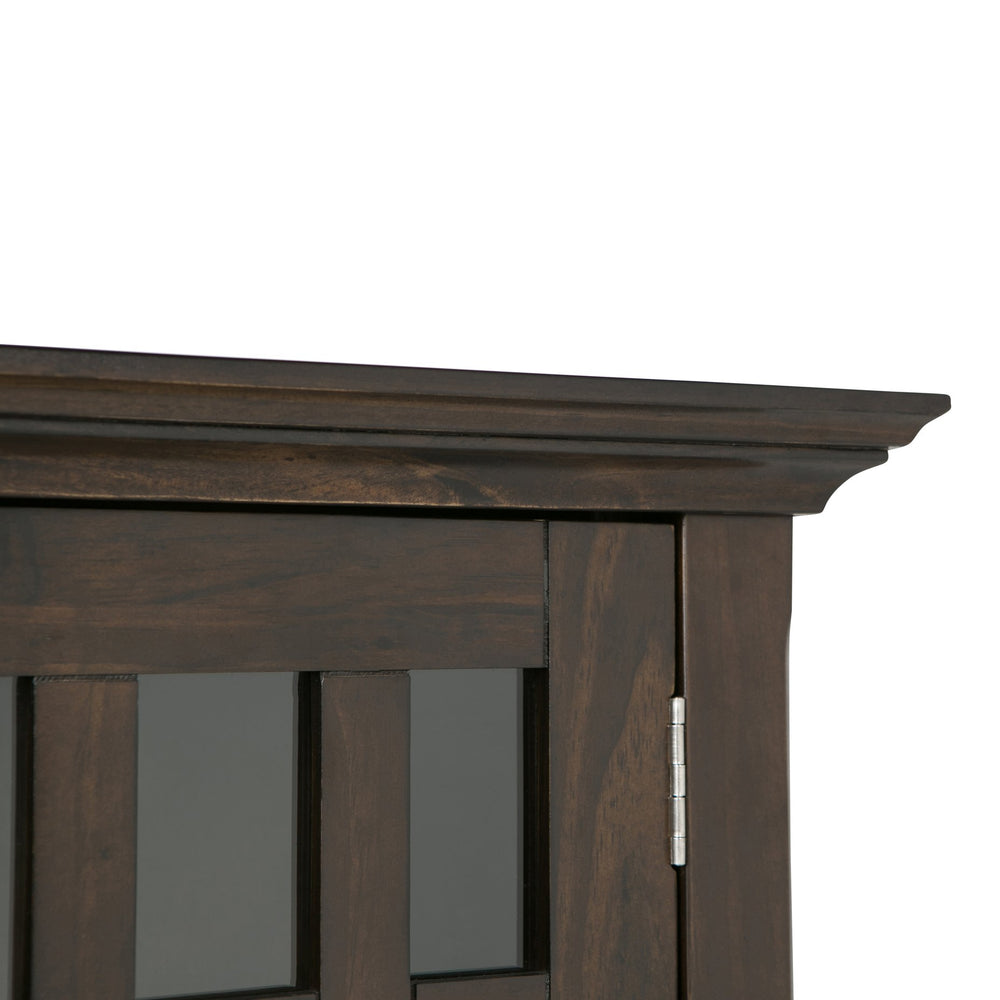 English Elm Bedford Low Storage Media Cabinet - Elegant Dark Tobacco Brown With Adjustable Shelves & Glass Doors B136P158118