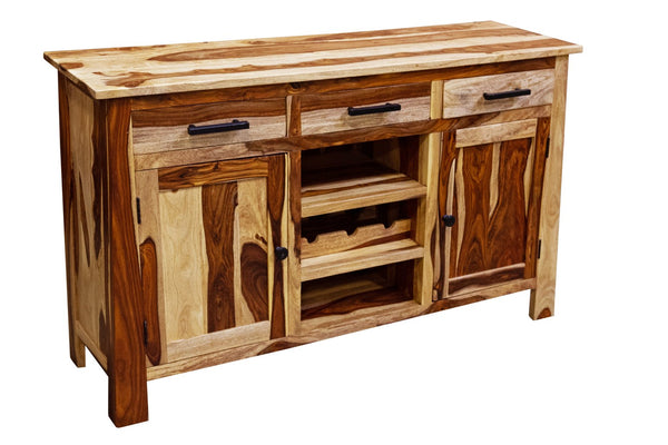Porter Designs Kalispell Solid Sheesham Wood Bar Sideboard - Artisan Craftsmanship & Timeless Style Natural Wood 07-196-06-2419