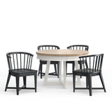 Americana Modern Dining 48-66" Round Dining Table and 4 Black Barrel Chairs Cotton DAME-5PC-48RND-2118 Parker House