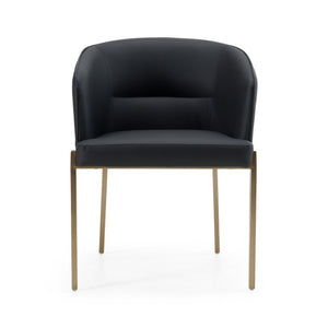 VIG Furniture Kravitz Dark Grey Vegan Leather Dining Chair With Plush Foam, Antique Brass Steel Legs, No Assembly Needed VGGAGA-6206CH-1-GRY