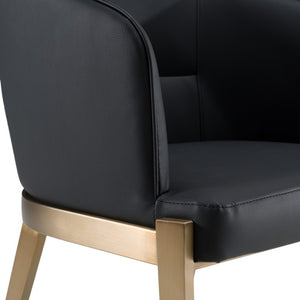 VIG Furniture Kravitz Dark Grey Vegan Leather Dining Chair With Plush Foam, Antique Brass Steel Legs, No Assembly Needed VGGAGA-6206CH-1-GRY