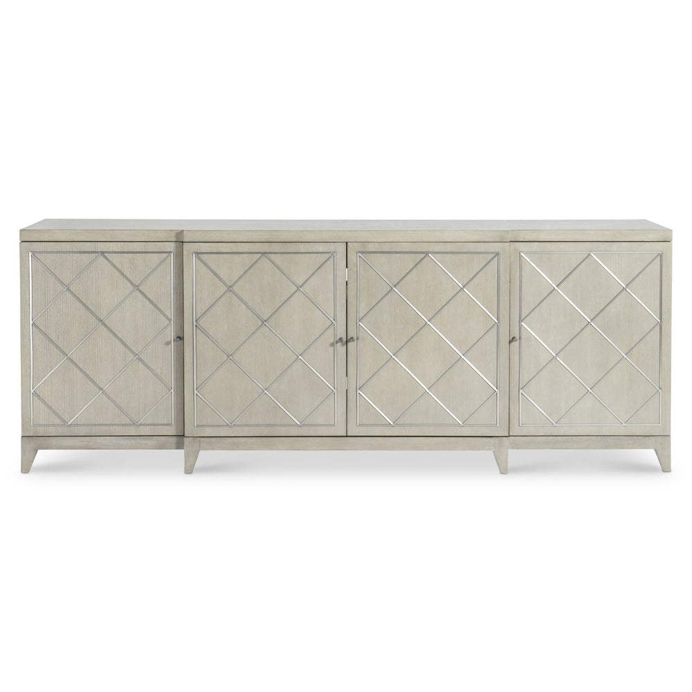 Bernhardt Bernhardt Cornelia Entertainment Credenza With Brushed Stainless Diamond Overlay, Soft-Close Doors, Cable Management 331880