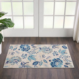 Nourison Tranquil TRA02 Machine Made Power-loomed No Border Indoor Only Farmhouse Vintage Rug Ivory,Light Blue, Blue and White 100% Polypropylene 99446483744