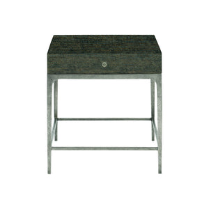Bernhardt Bernhardt Linea End Table — Wire-Brushed Oak Cerused Charcoal, Faceted Metal Knob, Textured Graphite Base 384124B
