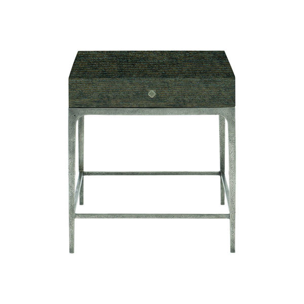 Bernhardt Bernhardt Linea End Table — Wire-Brushed Oak Cerused Charcoal, Faceted Metal Knob, Textured Graphite Base 384124B