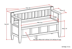 English Elm Brooklyn Handcrafted Storage Bench – Stylish Entryway Seating With Concealed Storage & Safety Hinges B136P158122