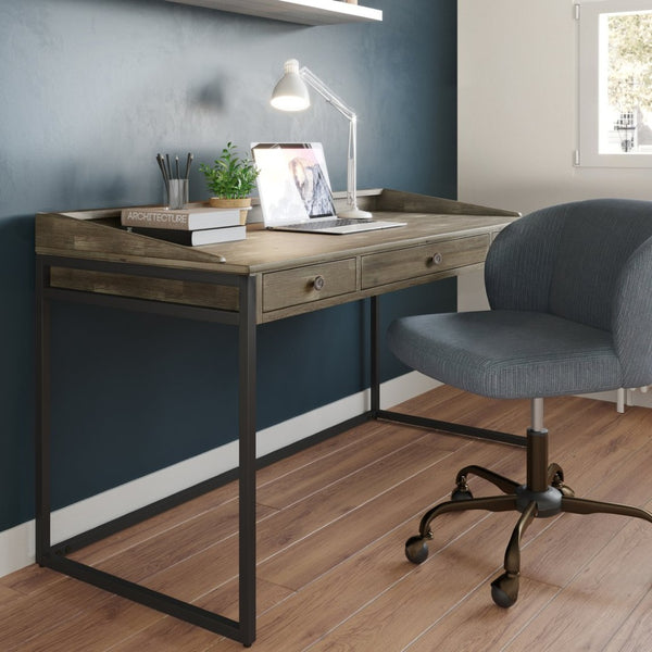 English Elm Ralston Desk - Handcrafted Distressed Grey Acacia With Modern Industrial Style & Versatile Functionality B136P159563-GIGA