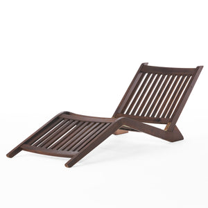English Elm Christopher Knight Home® - SONORA Mahogany Wood Folding Lounger with Weather-Resistant Cushion, Acacia Deck Chair 67.7" 55374.00MAHC