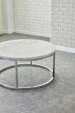 English Elm Steve Silver - Echo - White Marble Top Round - White