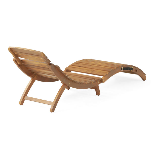 English Elm Christopher Knight Home® - LAHAINA Acacia Wood Foldable Chaise Lounge for Patio & Poolside — Weather-Resistant, Portable Comfort Brown 38.5 L x 24.75 W x 8.5 H 57076.00