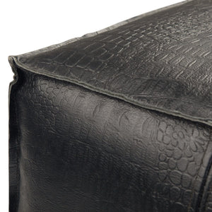 English Elm Bowen Leather Square Pouf Ottoman - Handcrafted Black Top-Grain Buffalo Leather, Supportive Accent Seat B136P159308