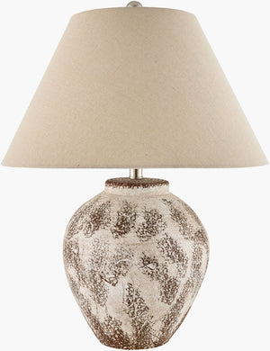 Livabliss Kremis Ceramic Table Lamp with Linen Shade Arts and Crafts Artisan Style Warm Ambient Glow KRM-001