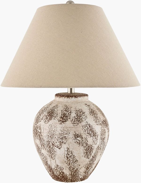 Livabliss Kremis Ceramic Table Lamp with Linen Shade Arts and Crafts Artisan Style Warm Ambient Glow KRM-001