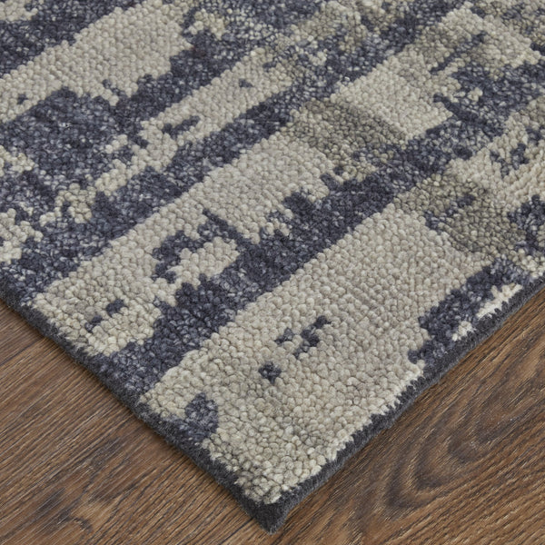 Feizy Rugs Altmar Hand Knotted Wool Rug - Modern Bohemian Style With Abstract Stripes For Any Interior Design Blue,Gray,Taupe Wool T18t6035nvybgep00