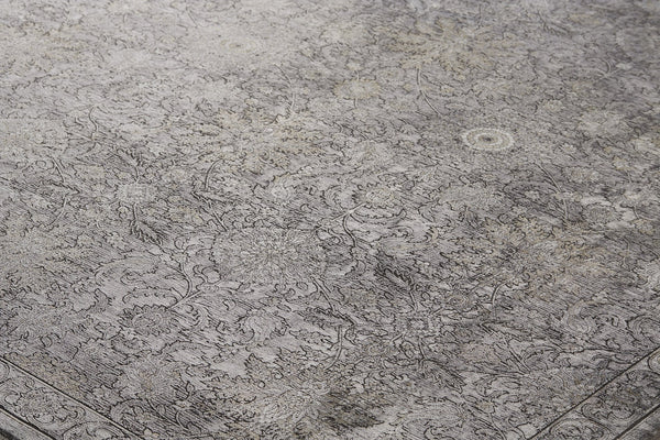 Feizy Rugs Sarrant Luxurious Machine Made Viscose/Polyester Distressed Rug With Traditional Medallion Design Gray,Silver,Tan Viscose,Polyester 9193965fsnd000i8c