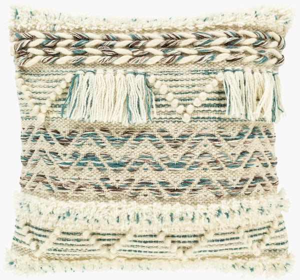 Surya Karina Handcrafted Artisan Throw Pillow Wool Cotton Blend Global Boho Square Accent KRN002-2020