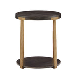 Homelegance By Top-Line Conlley Wood and Metal T-Brace Round End Table Espresso MDF