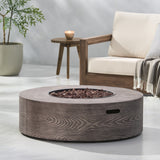 Christopher Knight Home® - Noble House - Senoia Outdoor 50,000 Btu Lightweight Concrete Circular Fire Pit (No Tank Holder), Brown Wood Pattern