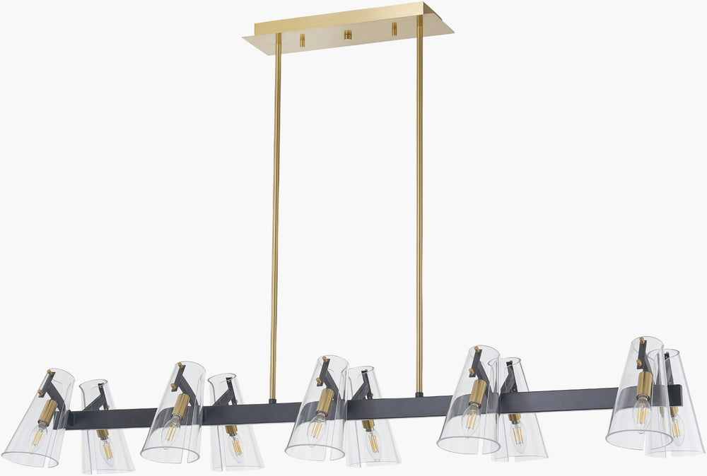 Surya Korra Arts and Crafts Wide Span Chandelier with Metal Acrylic Glass Ambient Glow KRRA-001