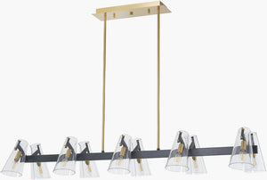 Surya Korra Arts and Crafts Wide Span Chandelier with Metal Acrylic Glass Ambient Glow KRRA-001