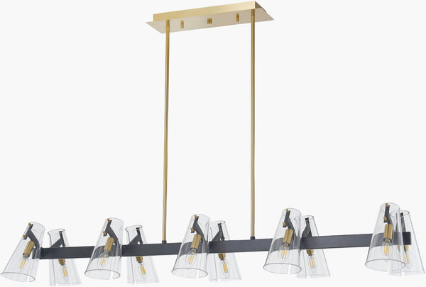 Surya Korra Arts and Crafts Wide Span Chandelier with Metal Acrylic Glass Ambient Glow KRRA-001