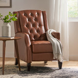 Christopher Knight Home® Light Brown Faux Leather Recliner: Contemporary Button Tufted Design, Push-Back - Birch Legs