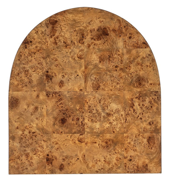 Hooker Furniture Melange Mappa Burl Half-Oval Accent Table With Warm Golden Finish And Gold Plinth Base, 22X24x24 628-50718-80