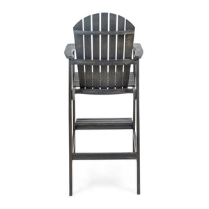 English Elm Outdoor Solid Acacia Wood Adirondack Barstools Set of 2 for Patio Deck Entertaining 61680.00DGRY