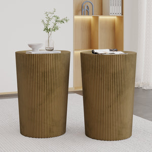 English Elm Christopher Knight Home® - Metal Hammered Side Tables Set - Industrial Elegance With Sunburst Design, Fully Assembled & Stylish 72225.00GLDBRSANTMP2