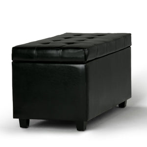 English Elm Cosmopolitan Storage Ottoman - Stylish Midnight Black Faux Leather With Safe Storage & Seating B136P159762