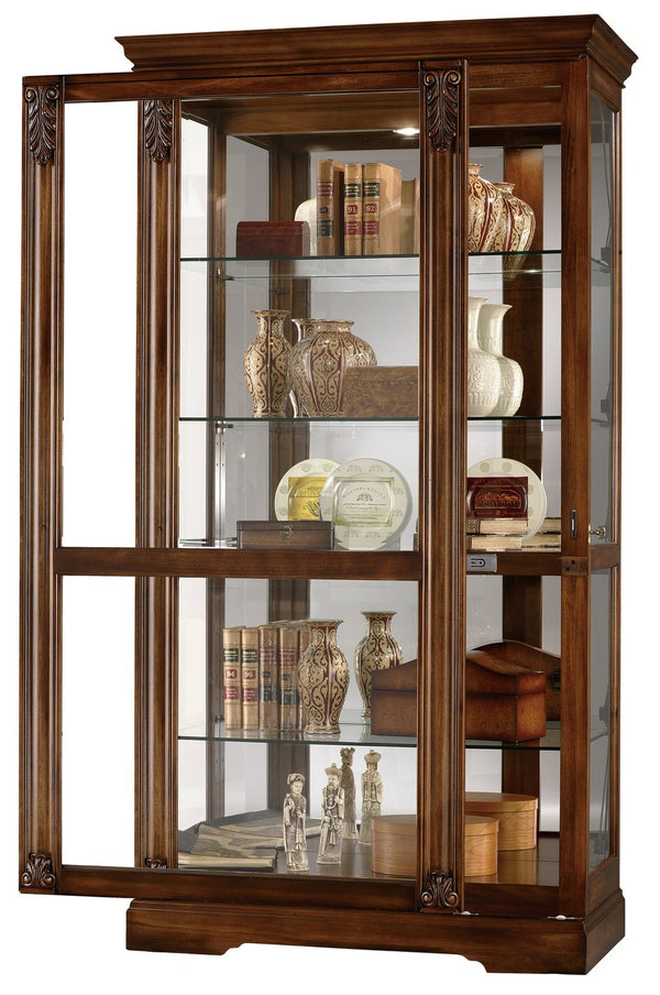 Hekman Furniture 680479 Andreus Curio Cabinet - Elegant Tuscan Cherry Finish With Adjustable Glass Shelves & Lighting Tuscany Cherry Andreus Curio Cabinet 680479