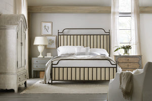 Hooker Furniture Ciao Two-Drawer Nightstand In Time Worn Gray — European Farmhouse With Cedar Lined Drawer & Usb Power 5805-90016-95