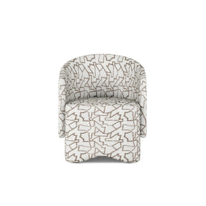 A.R.T. Furniture Portico Barrel Chair - Contemporary Dune Chenille Upholstery With Abstract Pattern & Easy Movement Brown, White Parawood Solids,Foam,Fabric 323200-3335