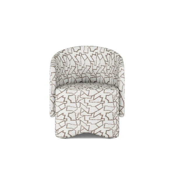 A.R.T. Furniture Portico Barrel Chair - Contemporary Dune Chenille Upholstery With Abstract Pattern & Easy Movement Brown, White Parawood Solids,Foam,Fabric 323200-3335